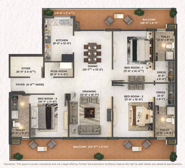 3BHK Apartment for sale in mohali